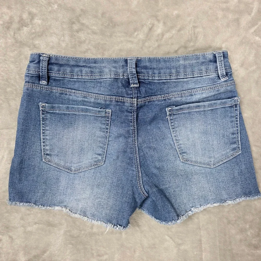 Squeeze‎ Denim Shorts Girls Size 12 Blue Good Raw Hem Stretch Jean